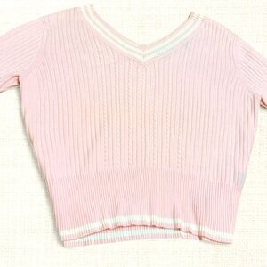 Westbound Soft Girl Pink Ribbed Knit Top